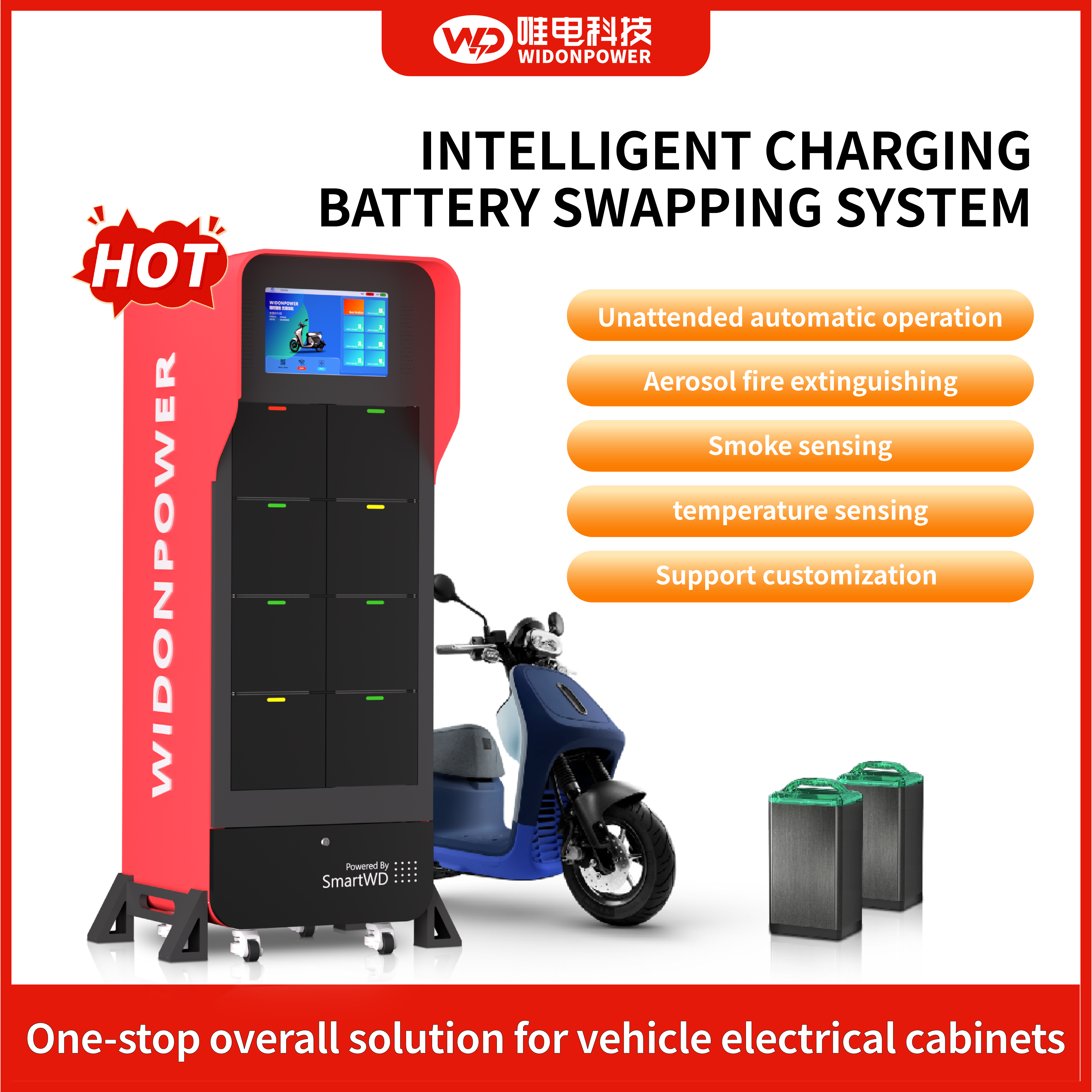 Smart Power 8-bay Hard-connected Bottom-insert Battery Swap Station Ac220v 48v