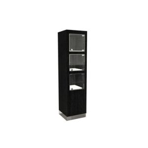 Cheap Timber veneered MDF Cabinet Featuring LED Lighting and Swinging Glass Front Door for sale