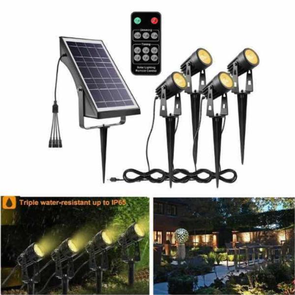 100lm/W 2700K Solar Powered Garden Lights 4 In 1 Set RGB Mode 400lm