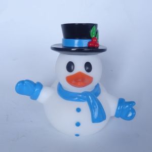 LED Light Up Bath Christmas Rubber Duck Non Phthalate With Snowman Shape