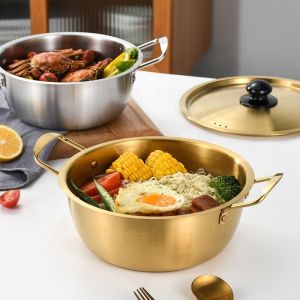 Kitchen Gold Instant Noodle Pot Home Use Stainless Steel Material