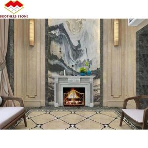 China White Greek Marble Natural Stone Statue Frame Art Fireplace for Prestigious Property on sale