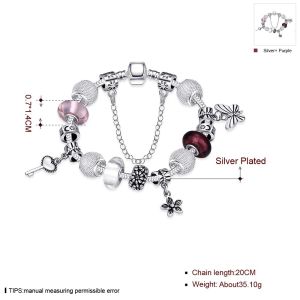 Cheap SJ Fascinating Jewelry Silver Plating Handcrafted Glaze Bead Charm with Key Petal Butterfly Chain Women Bead Bracelet for sale