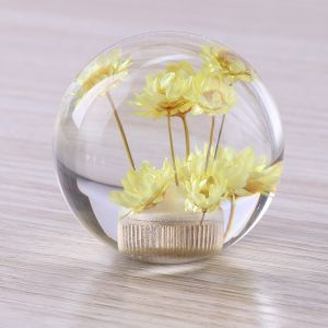Custom design logo car gear shift knobs crystal gear shift knob with dry flower