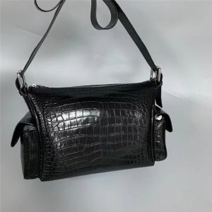 Exotic Genuine Alligator Skin Men Flap Pockets Bag Authentic Crocodile Leather