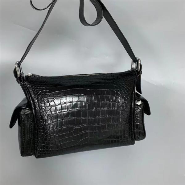 Exotic Genuine Alligator Skin Men Flap Pockets Bag Authentic Crocodile Leather