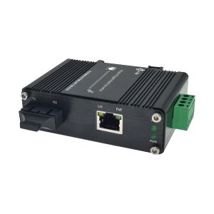 Industrial 100M PoE++ Media Converter 60W 802.3bt Fiber to Ethernet DIN Rail