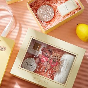 Bear Gift Box Set Cute Cartoon Window Packaging Transparent Peek Through Design