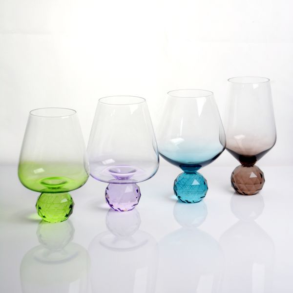 Crystal Wine Glass Mouth Blown Hand Blown Glass with Color Gradient and Multiple