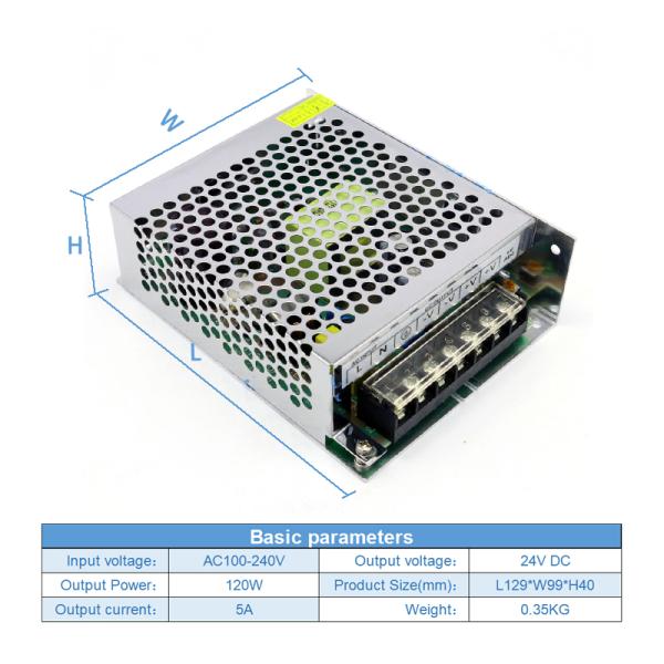 150W Aluminum Power Supply Switching 24V 5A With CE Certification