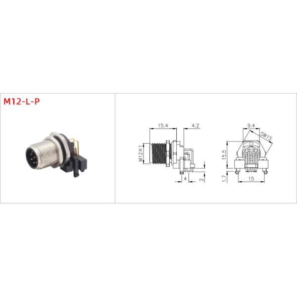 M12 Panel Mount Male Receptacle Industrial Connectors M12 Circular Connector 90 Degree