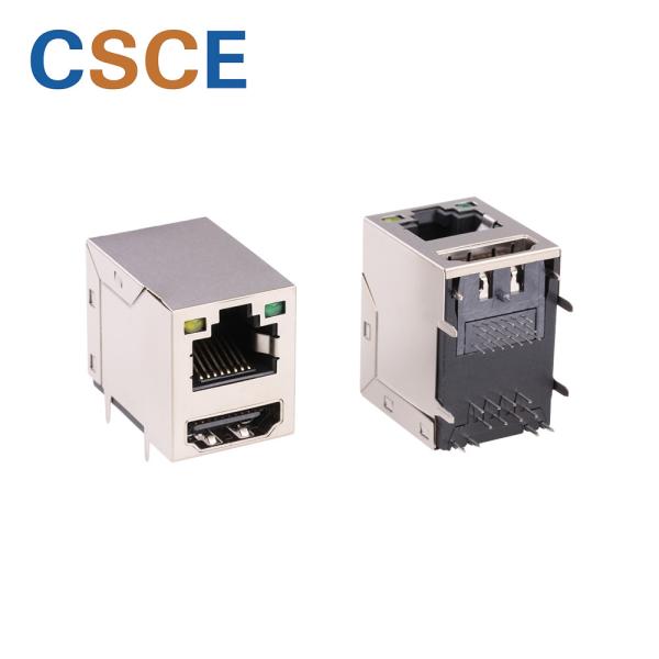 Quality Tab Up Latch RJ45 To HDMI Connector Nickel Plating Shielding Shell Current Rating 1.5A wholesale