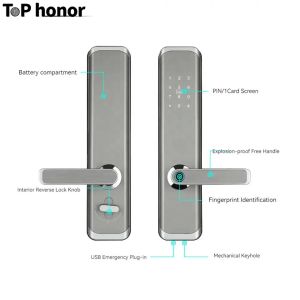 Black Aluminium Alloy TTLock Digital Door Lock Biometric Smartphone Remote