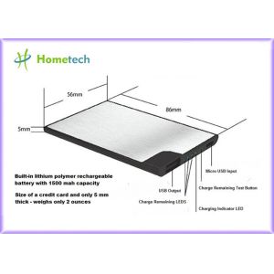 5mm 1500mAh Credit Card Size Power Bank , Backup Battery Charger