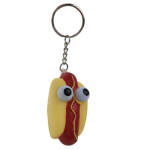 Rubber Soft PVC Junk Food Squishies Key Chains Animal Eye Poppers, Raised Eyes
