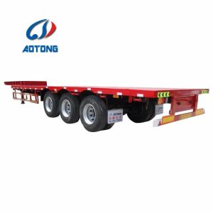 China Japan Market Semi Truck Flatbed Trailer with 80T Max Payload and Hydraulic Ladder on sale