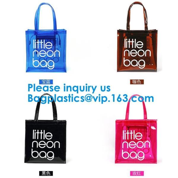 Fashion Clear Pvc Beach Tote Bag For Women,Clear Tote Bags PVC Beach Tote Bag With Black Webbing Handle Bag