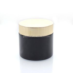 Cheap Glossy Black 60g Cream Jar Packaging glass material With Plastic Lid for sale