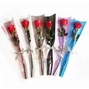 China Transparent Opp Single Rose Bouquets Flower Sleeve Packaging Gravure Printing on sale