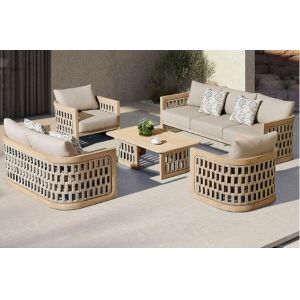 L shape Teak sofa set outdoor or indoor use high density sponge