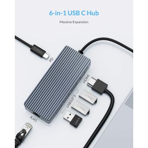 Convenient Silver USB C Docking Station with Displaylink IC and USB 3.0 Ports