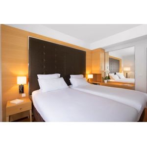 Botswana hotel inner design furniture by laminate wood headboard bed with side table and Writing desk table set