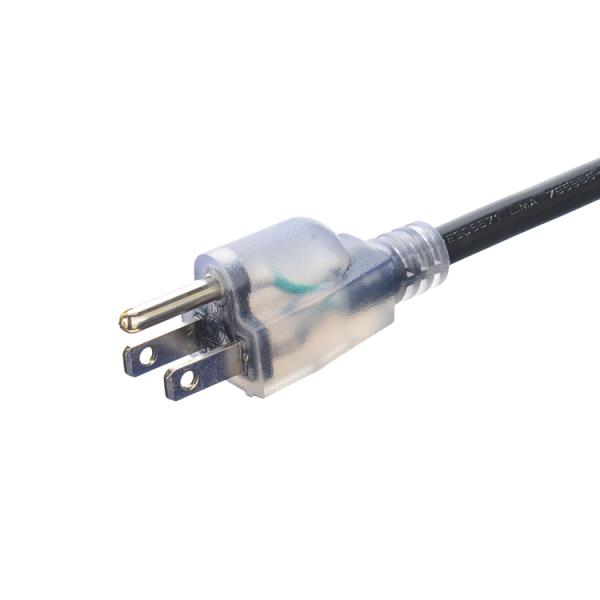 6 ft North American ETL 3 Pin Heavy Duty Outdoor Extension Cord with Lighted End Female End Type NEMA