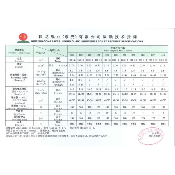Moisture Resistance Kraft Liner Board For High End Commodity Packaging Cartons