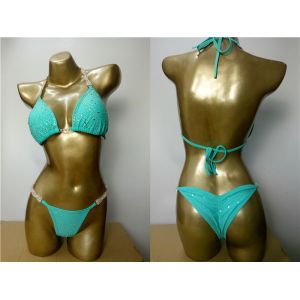 China Green NPC Bikini Competition Suits , Wolrd Miss Bikini Pageant Swimwear Breathable High Elasticity Fabric on sale