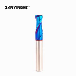 2 Flutes 3mm Flattened Carbide Square End Mill HRC65 Blue Nano Coating Flat