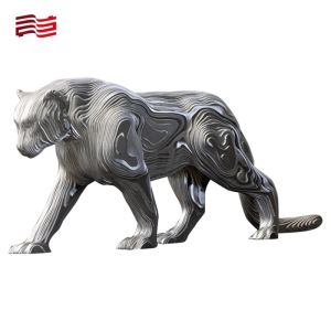 Cheap Regional Feature Europe Artistic Installation with Life-size Bronze Leopard Sculpture for sale