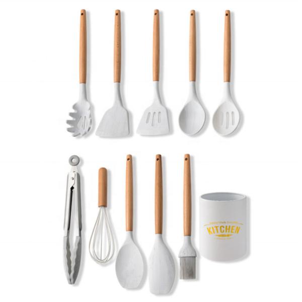 Quality Wood Silicone Kitchen Utensil Sets 11PCS Nonmelting Odorless Scaldingproof wholesale