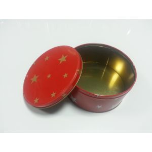 Cylindroid Popcorn Tin Cookie Containers With Red Cover / Lid
