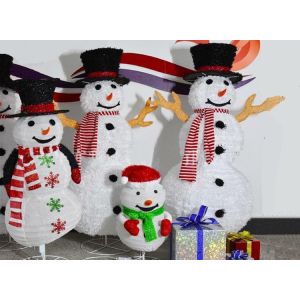 China Christmas decorations illuminated snowman Santa Claus Hotel shopping mall layout 1.2 m 1 m iron retractable snowman on sale