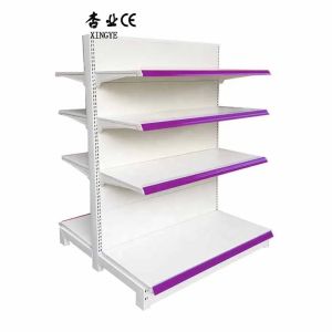 Cheap Factory customized color size Double-sided Racks Steel Supermarket Shelves Grocery Shelves for sale