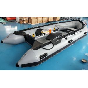 French Orca 866 Hypalon inflatable boat with motor in dark grey color