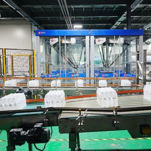 Fully Automatic Single Column Palletizer System for Large Barrel Water Packaging