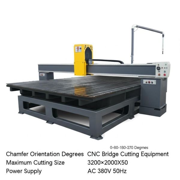 CNC Bridge Cutting Equipment with 5000kg Load Capacity 18.5kW Motor and 0-90-180