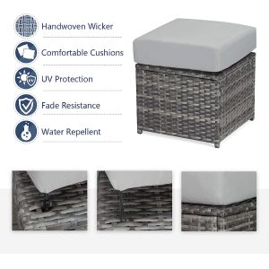 Patio Furniture Set Outdoor Sectional Sofa Conversation Set All Weather Wicker