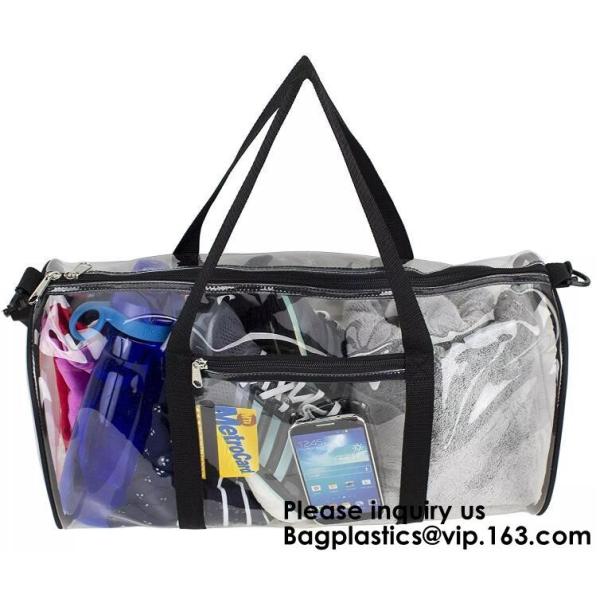 Clear Duffel Gym Bag Transparent PVC Carry Bag With Shoulder Strap,Cosmetic Carry Bag Magnet Pockets Detachable Shoulder