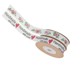 15mm*10m Flower Burlap Ribbon OEM ODM Custom Printed Ribbon Rolls