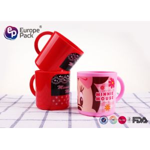 China Blue / Pink Cartoon Personalized Plastic Cups With Handles For Kids on sale