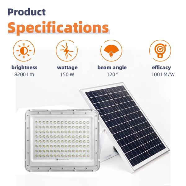 Garden Ip65 100w LED Solar Flood Lights 3000K - 6500K Color Temperature