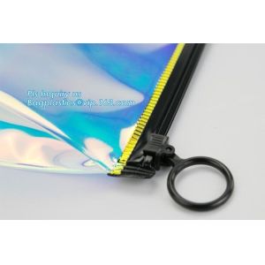 gusset slider ziplock printed pvc zipper bags with holding loop with confetti,
