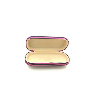 Stripe Mircofiber Cloth Hard Eyeglass Case Iron Hard Sided Eyeglass Case