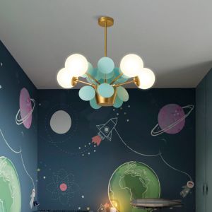 Nordic art chandelier Romantic Flower Design lustre metal Warmth Glass light