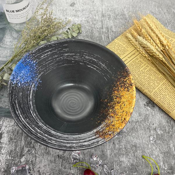Restaurant Plastic Ramen Melamine Soup Bowl With V Shape Galaxy Pattern