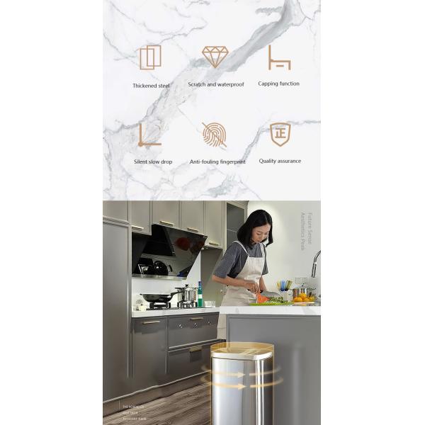 13 Gallon 30l 40l Large Capacity Flame Retardant Stainless Steel square Trash Can Bin for Kitchen