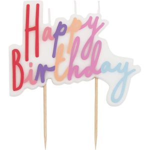 Cheap Happy Birthday Candles Cake Topper | Pastel Party Decorations For Girls Party, Kids, Adults, 8cm X 10cm for sale