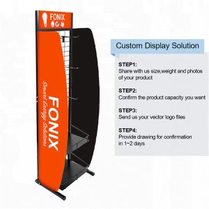 Supermarket perforated metal display stand rack with hooks and price holder